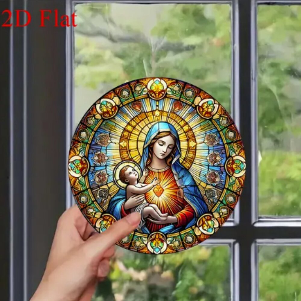 Mother Mary and Jesus Suncatcher Round NWT